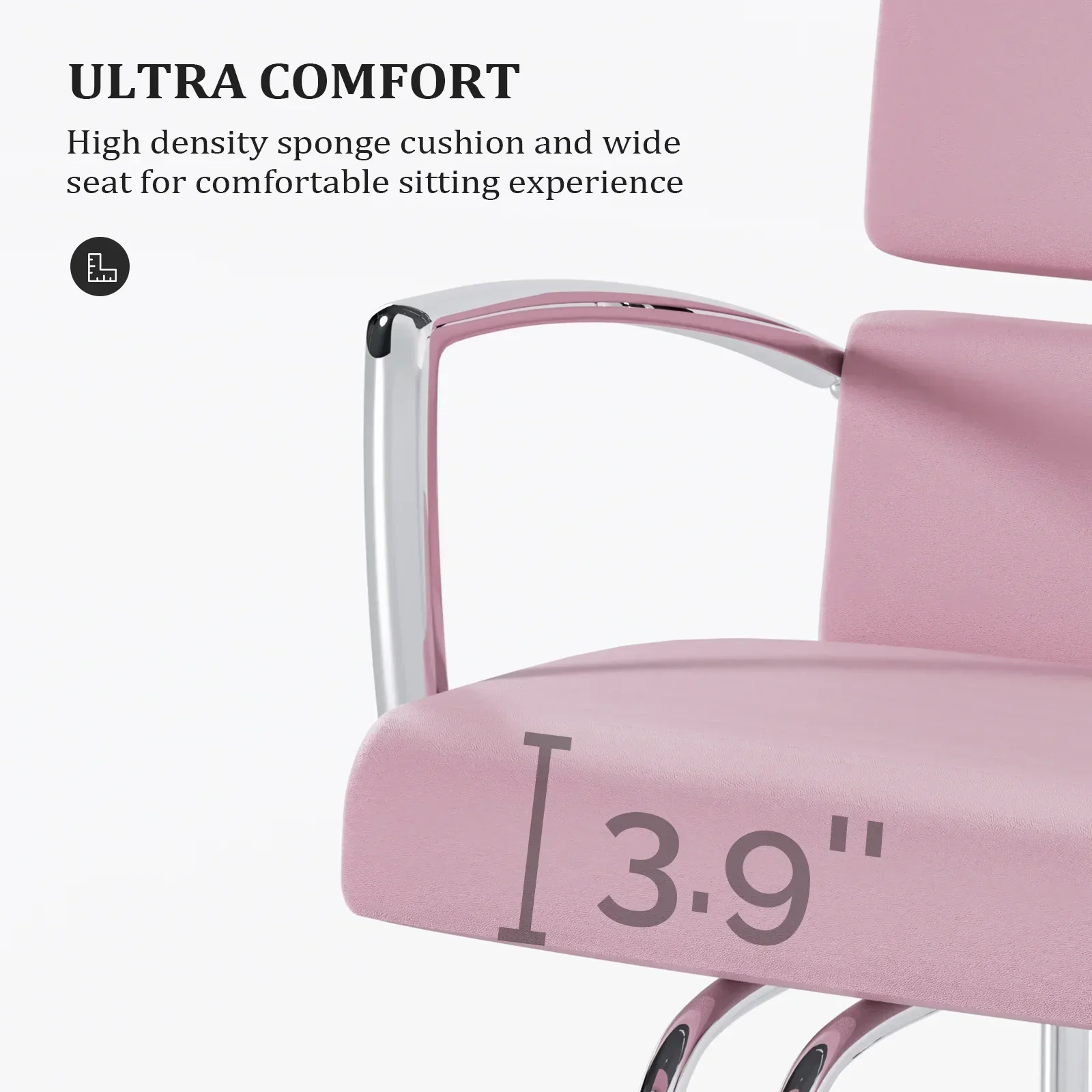 OmySalon Salon Chair With Hydraulic Pump, Pink, 360 Degree Swivel - Image 3