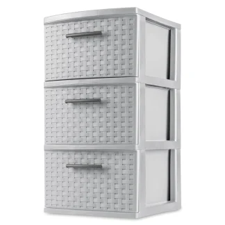 Sterilite 3 Drawer Weave Storage Tower - Cement