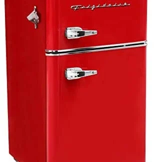 Frigidaire 3.2 Cu Ft Red 2-Door Retro Bar Fridge With Side Bottle Opener - EFR840-RED