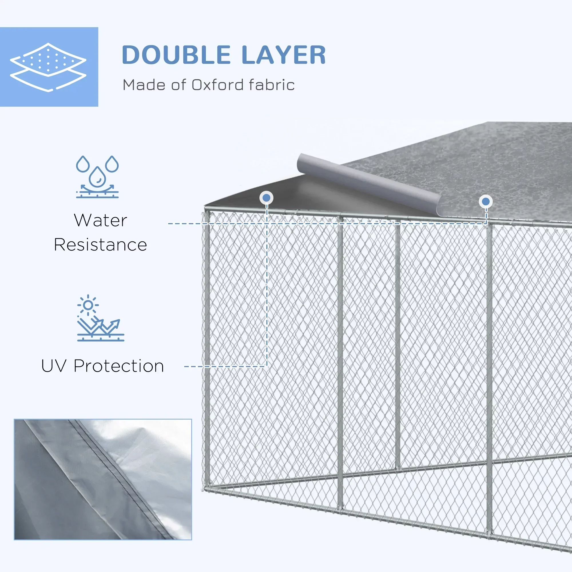 PawHut Dog Kennel Playpen With Waterproof Cover, 15' x 15' x 7.5' - D02-049V02 - Image 4