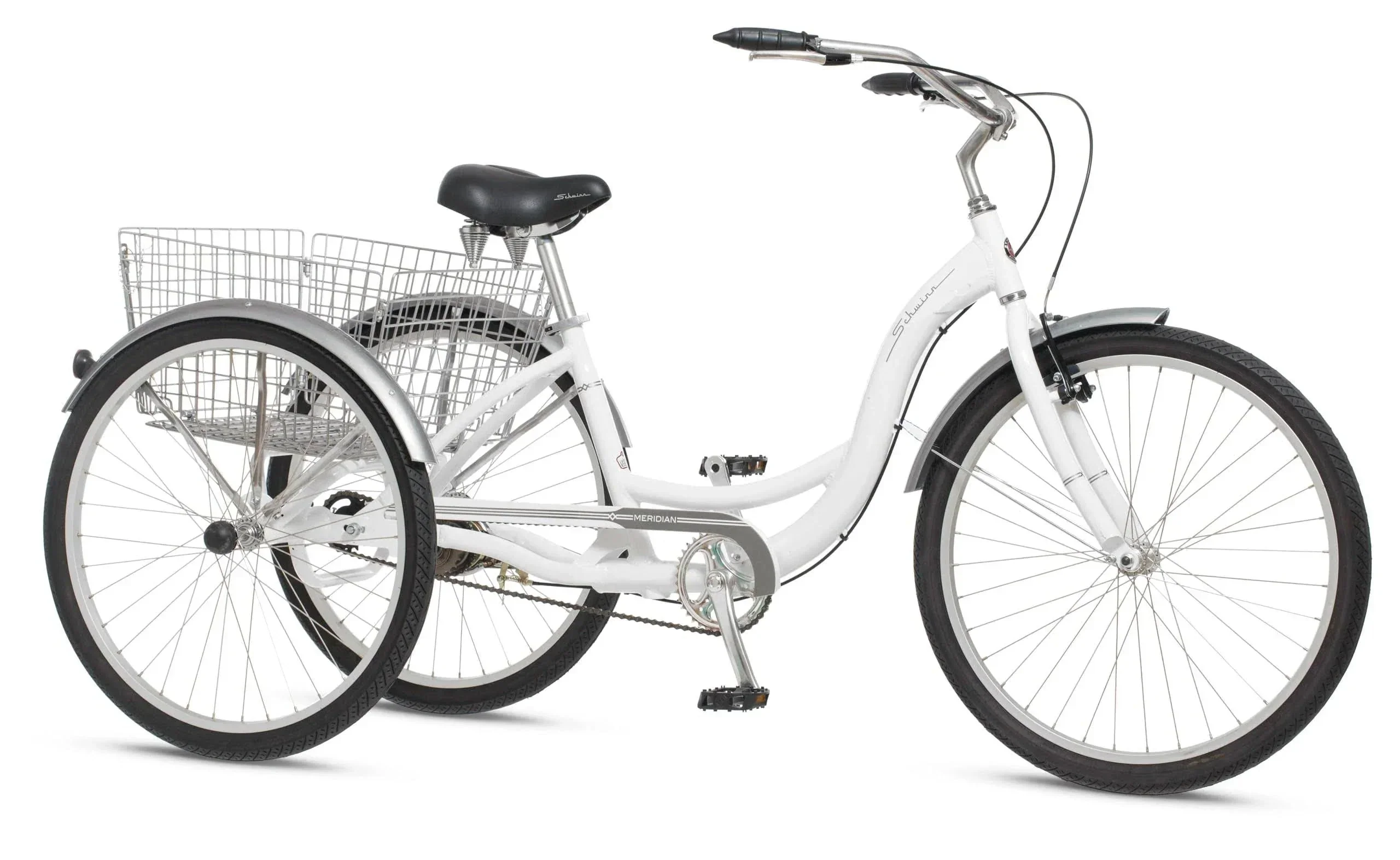Schwinn Meridian Adult Tricycle Bike Mens and Womens Three Wheel Beach Cruiser 26-inch Wheels Low Step-Through Frame Wide Seat Rear Folding Basket Sin - Image 3