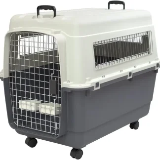 SportPet Designs XXX-Large Gray Rolling Plastic Dog Crate With Wire Door
