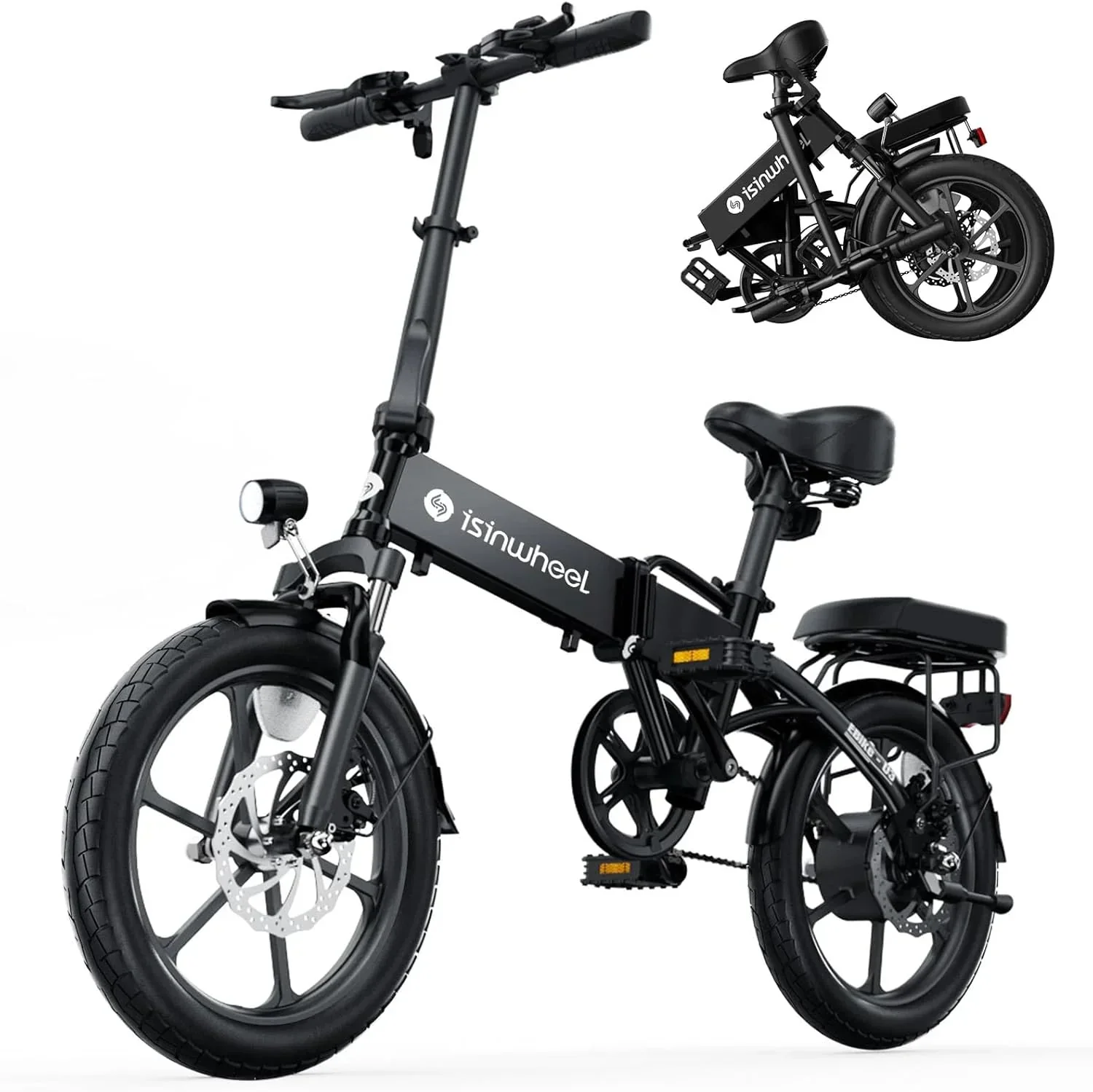 Electric Bike for Adults 500W Motor, 20 mph Folding Ebike, 14"/16"/20" Adults Electric Bicycles with Smart Uphill, 280.8Wh Battery, 25 Miles PAS Range, Mini E Bikes for Adults and Teens-isinwheel