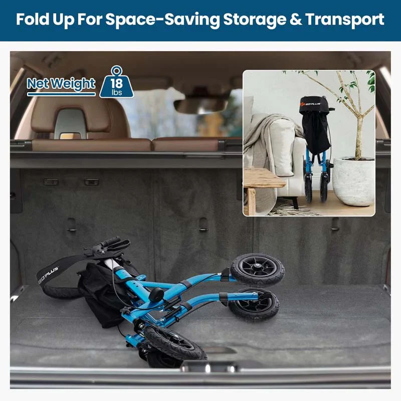 Foldable Rolling Rollator Walker With Seat, 9.5 Inch Pneumatic Wheels - Image 16