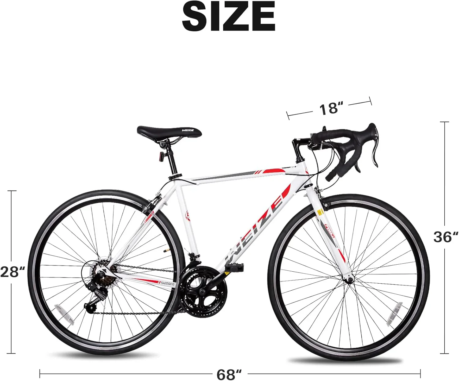 WEIZE Road Bike, 700C Wheel City Commuter Bicycle, Shimano 14 Speed Drop Bar, Racing Adult Bike with Caliper Brakes, High-Carbon Steel Hybrid Bikes - Image 9