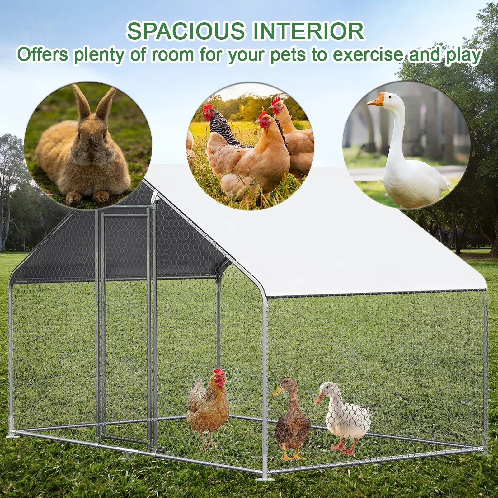 Caulitar Metal Chicken House/Pen 10ft x 10ft With Waterproof Cover - For 6/10 Chickens - Image 8