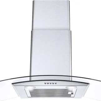 Wall Mount Range Hood 30 inch Convertible Tempered Glass 3-Speed 450 CFM - 3375B
