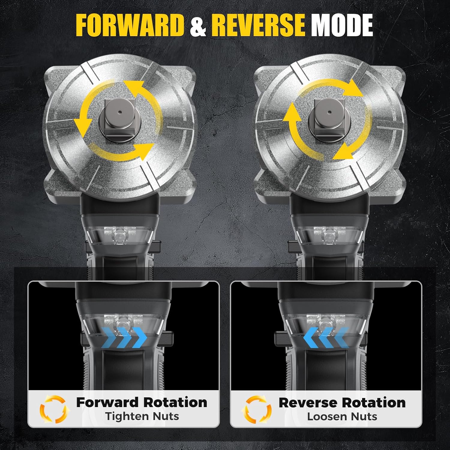 Cordless Impact Wrench, 1200Nm(900ft-lbs) High Torque 1/2'' Impact Wrench, 21V Brushless Electric Impact Gun with 2Pcs 4.0Ah Batteries, 1 Hour Fast Charger, 5 Sockets, Power Impact Driver for Car Home - Image 7
