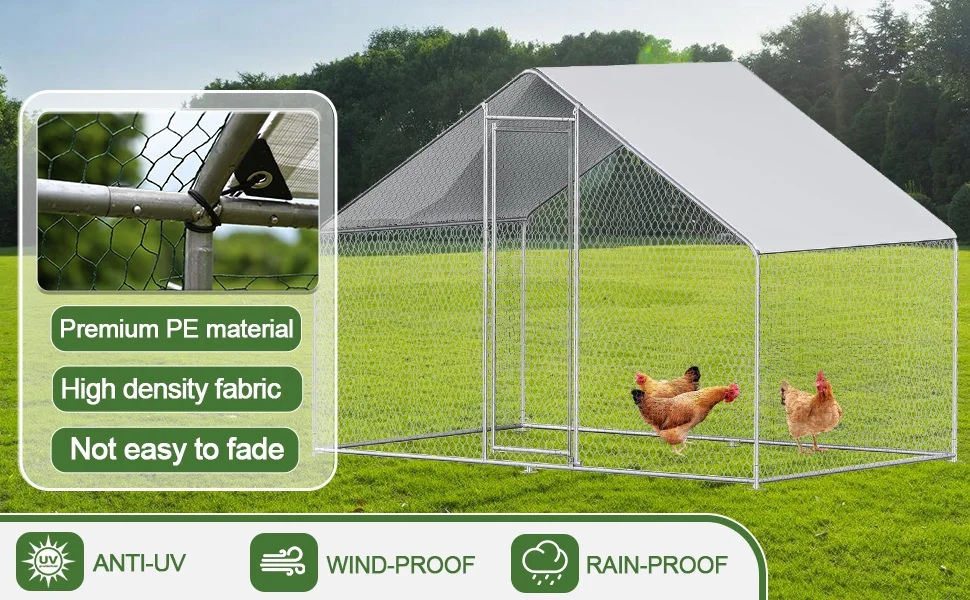 Caulitar Metal Chicken House/Pen 10ft x 10ft With Waterproof Cover - For 6/10 Chickens - Image 4