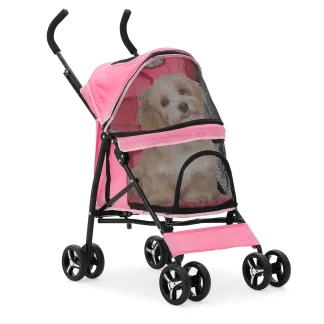 MoNiBloom Foldable Pet Stroller for Small Medium Dogs, 22 lbs, Pink