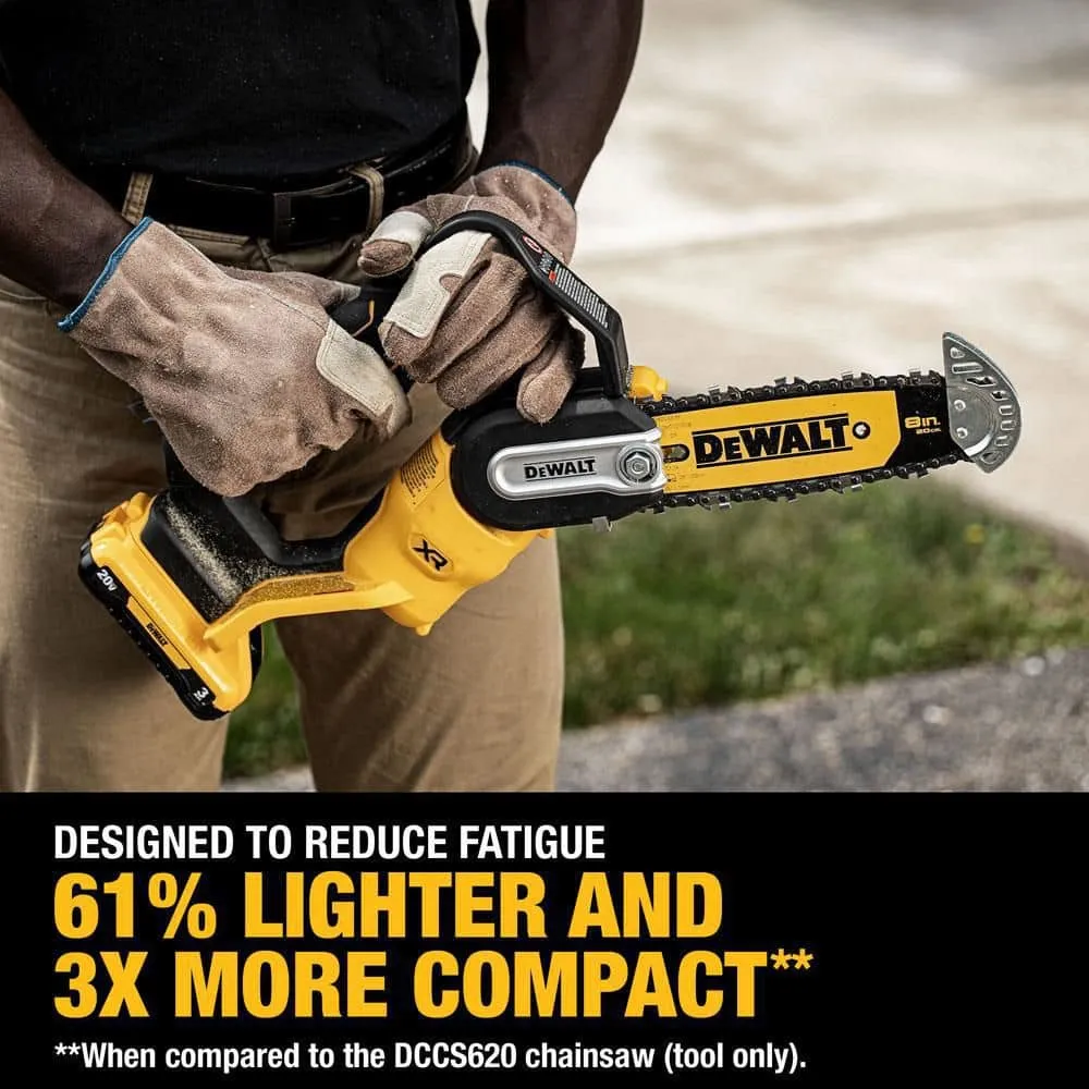 8-Inch 20V Cordless Pruning Chainsaw Kit with 3Ah Battery and Charger - DCCS623L1 - Image 12