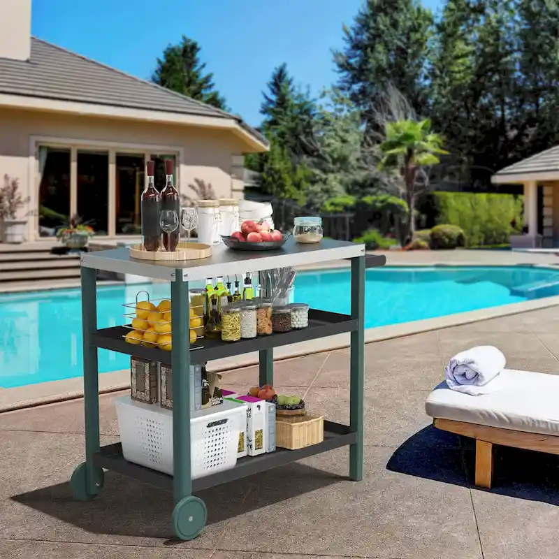 Portable Kitchen Island Grill Cart for Patios - Image 30