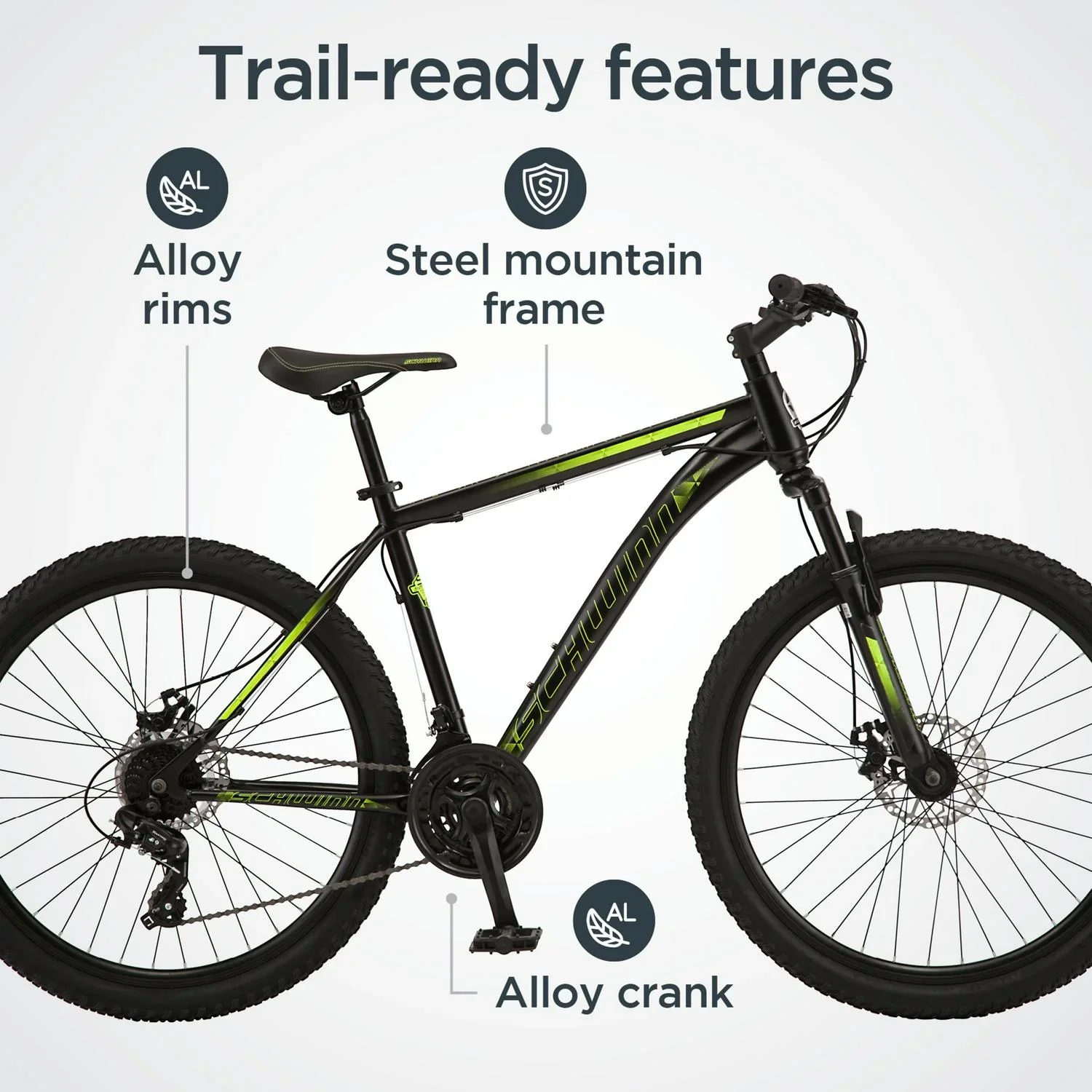 Schwinn Sidewinder Mountain Bike . 26-inch Wheels . 21 Speeds . Mens Style . Black - Image 3