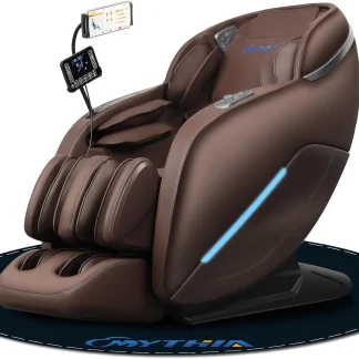 MYTHIA Full Body Zero Gravity Massage Chair With SL Track, Lumbar Heat, Foot Rollers And Bluetooth - A303C, Brown