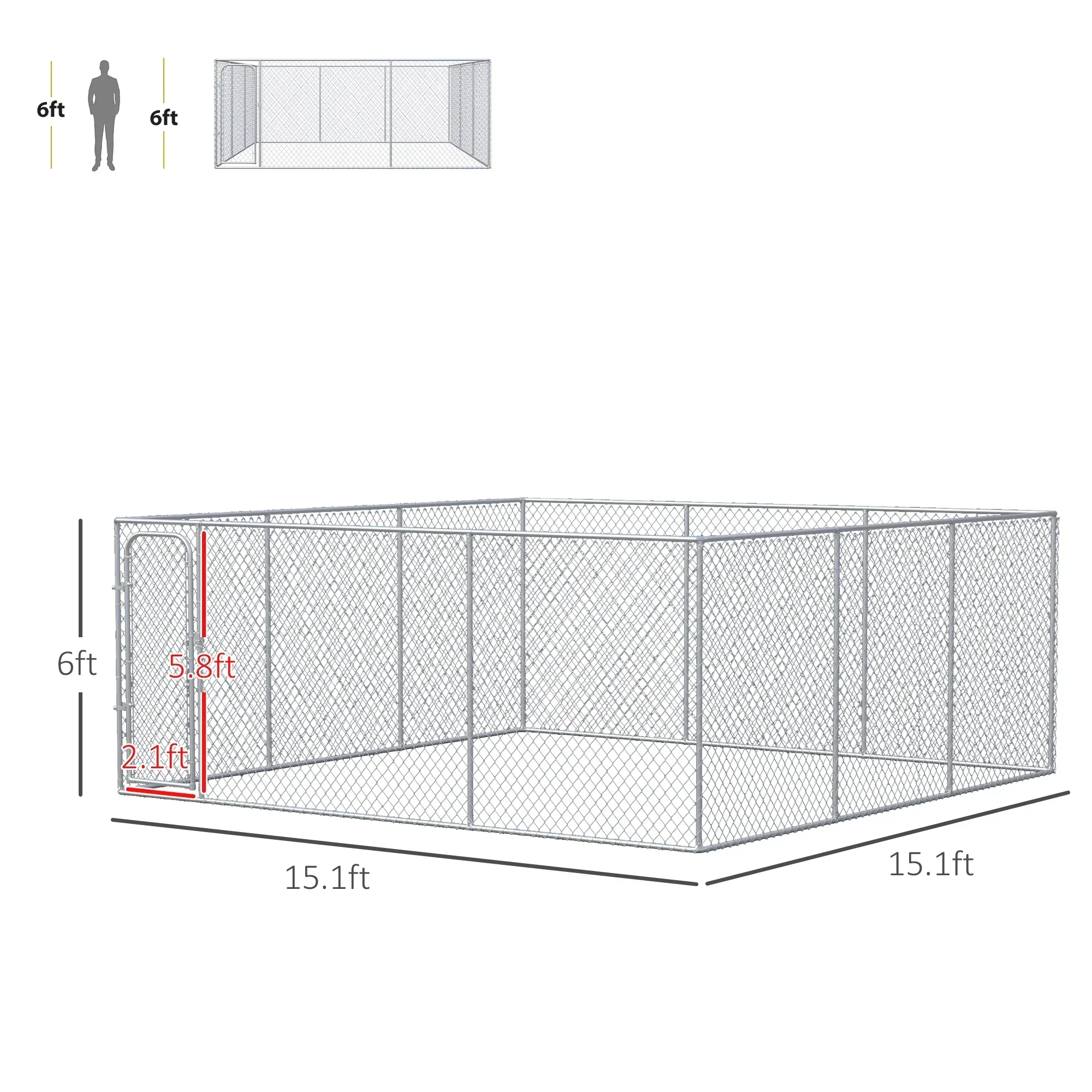 PawHut Dog Kennel Playpen With Waterproof Cover, 15' x 15' x 7.5' - D02-049V02 - Image 7