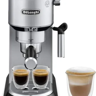 De'Longhi Dedica Espresso Machine With Manual Milk Frother, 1 Liters, Silver - EC680M