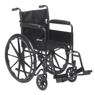 Drive Medicals Silver Sport 1 Wheelchair With Full Arms And Swing Away Removable Footrest - Silver Sport 1