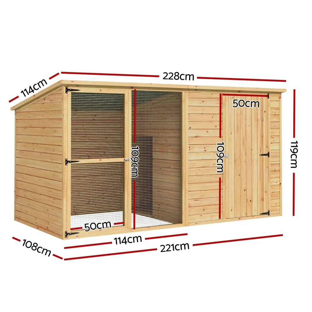 i.Pet Extra Large 2.28M Fir Wood Dog Kennel - Outdoor Pet Puppy Cabin Log - Image 2