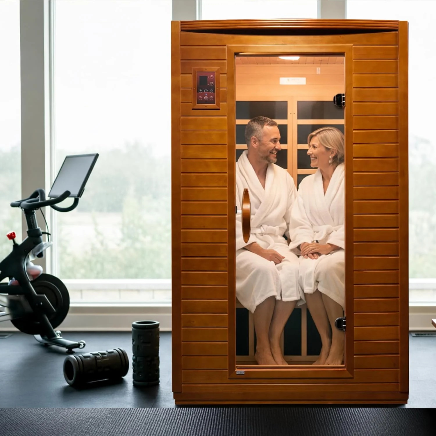 DYNAMIC SAUNAS 2-Person Low EMF Far Infrared Sauna With Red Light Therapy And Bluetooth Speakers, Canadian Hemlock - Andora - Image 8