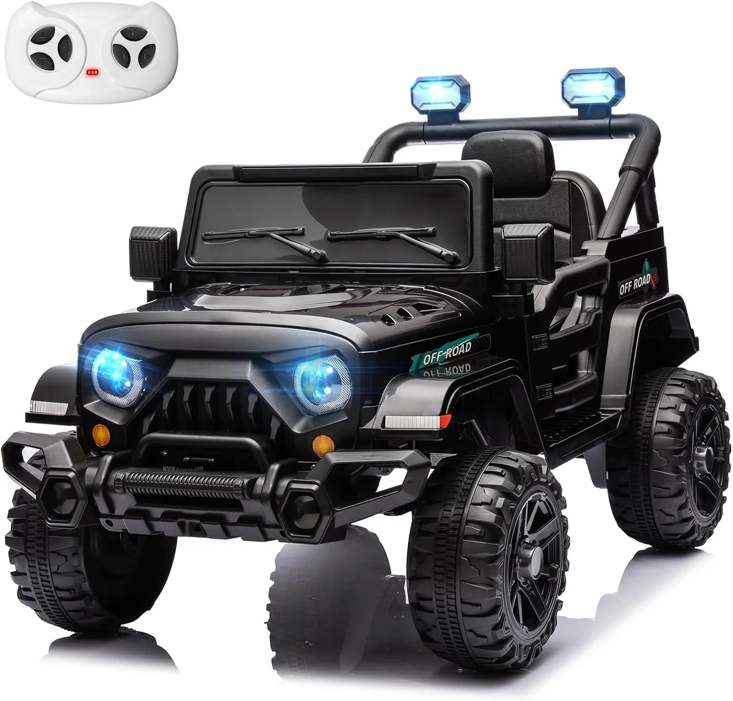 12V Kids Electric Ride on Truck Car Remote Control, Twin 35W Motors 3.5MPH Max Speed, Bluetooth USB Music Player, 4 Wheels Suspension LED Lights Safety Belt, Gift for Boy & Girl-Rosy - Image 2