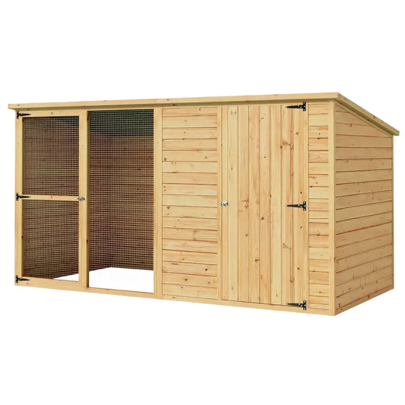 i.Pet Extra-Large Outdoor Wooden Log-Style Dog House With Insulated Bed, 2.28m - Brown - Image 3