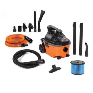 RIDGID 4 Gal. 5.0-Peak HP Portable Wet/Dry Shop Vacuum With Filter, Hose, Accessories And Premium Car Cleaning Kit