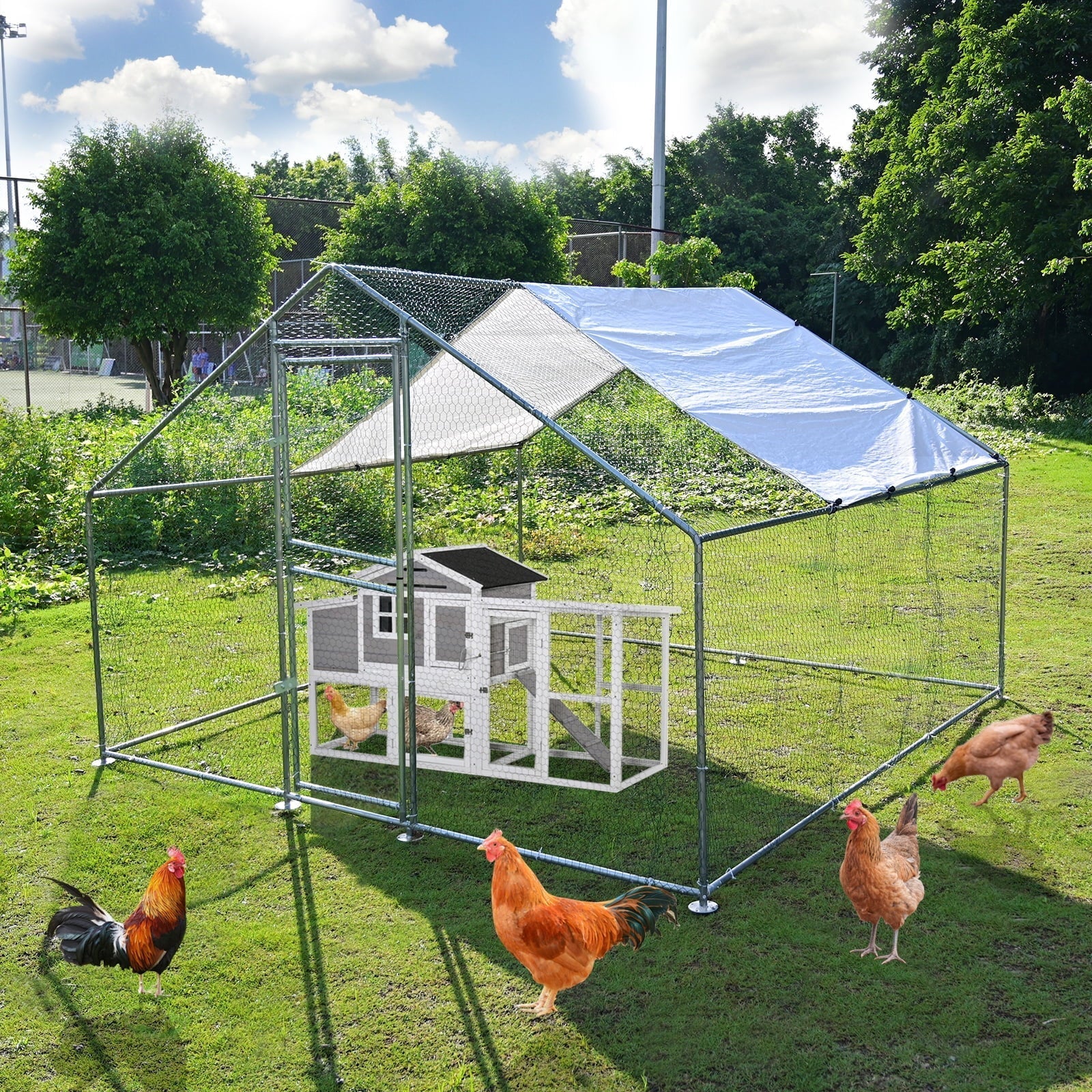 Kkonetoy Metal Chicken Coop 10 X 10 X 6.6ft With Waterproof Cover - Image 2