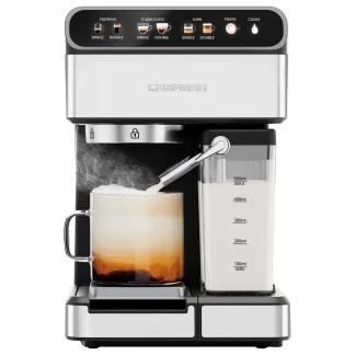 Chefman CafeMaster Pro 6-in-1 Espresso Machine With Milk Frother, Stainless Steel, 1.8-Liter - RJ54-I-SV / RJ54-I-SV-AM