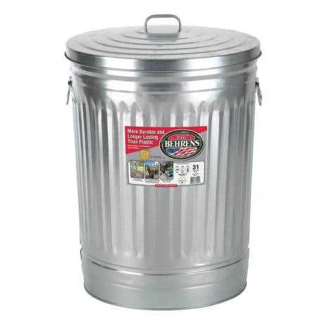 Behrens Galvanized Steel Trash Can With Lid
