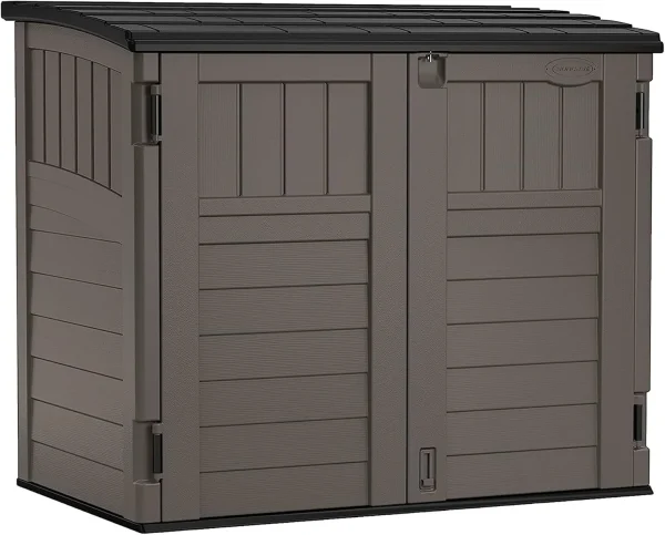 Suncast Horizontal Resin Storage Shed, 34 Cu Ft, Floor Included, Stoney Black